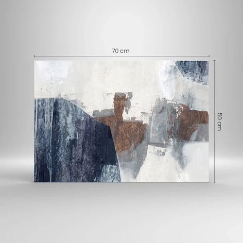 Glasbild - Bild auf glas - Blaue und braune Formen - 70x50 cm