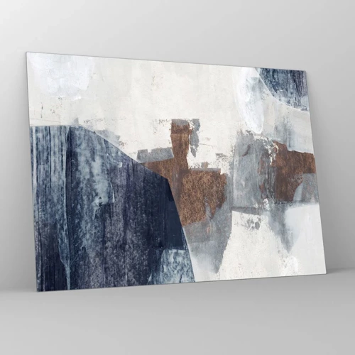 Glasbild - Bild auf glas - Blaue und braune Formen - 70x50 cm