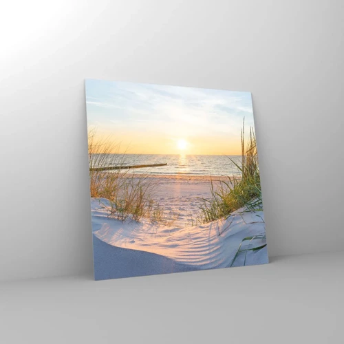 Glasbild - Bild auf glas - Das Rauschen des Meeres, der Gesang der Vögel, ein wilder Strand im Gras ... - 60x60 cm