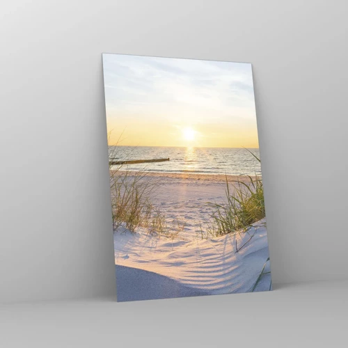 Glasbild - Bild auf glas - Das Rauschen des Meeres, der Gesang der Vögel, ein wilder Strand im Gras ... - 70x100 cm