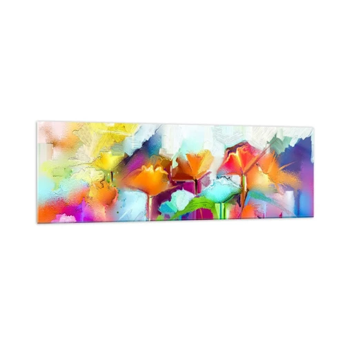 Glasbild - Bild auf glas - Der Regenbogen ist aufgeblüht - 160x50 cm