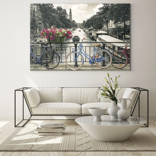 Glasbild - Bild auf glas - Die Farben der Amsterdamer Straße - 70x50 cm