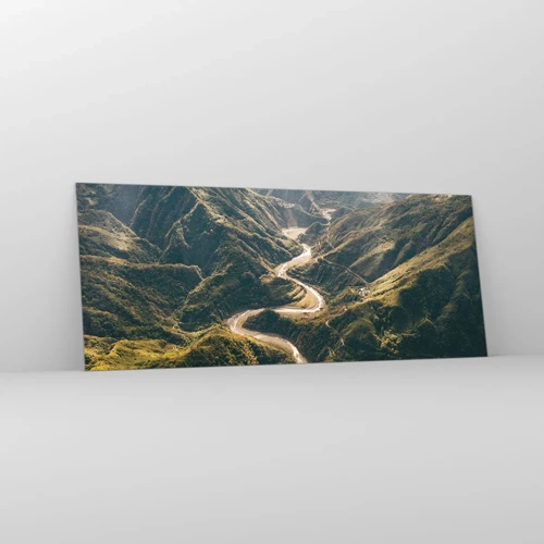 Glasbild - Bild auf glas - Direkt aus dem Herzen der Berge - 100x40 cm