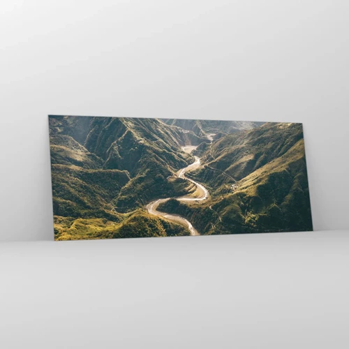 Glasbild - Bild auf glas - Direkt aus dem Herzen der Berge - 120x50 cm