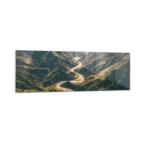 Glasbild - Bild auf glas - Direkt aus dem Herzen der Berge - 160x50 cm