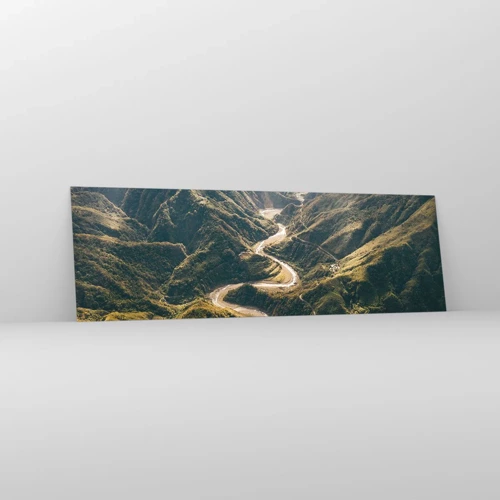 Glasbild - Bild auf glas - Direkt aus dem Herzen der Berge - 160x50 cm