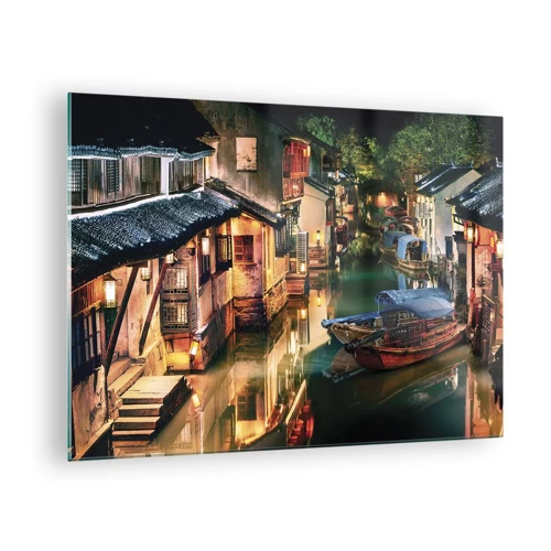 Glasbild - Bild auf glas - Ein Abend auf einer chinesischen Straße - 70x50 cm