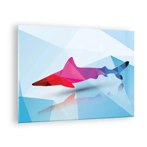 Glasbild - Bild auf glas - Ein Hai in einem Kristallraum - 70x50 cm