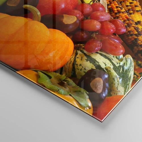 Glasbild - Bild auf glas - Ein Korb voller Ernte - 90x30 cm