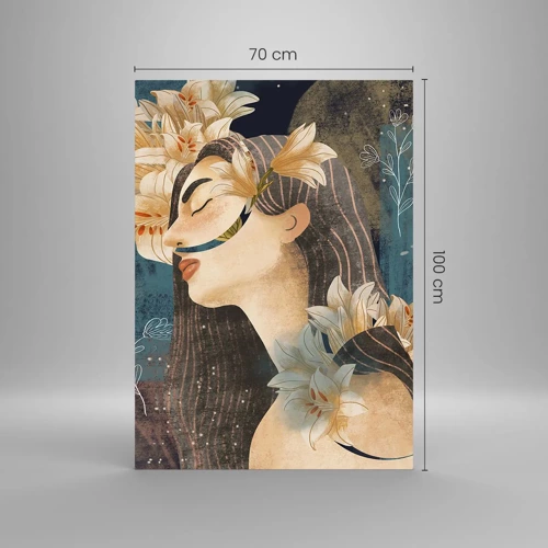 Glasbild - Bild auf glas - Ein Märchen über eine Prinzessin mit Lilien - 70x100 cm