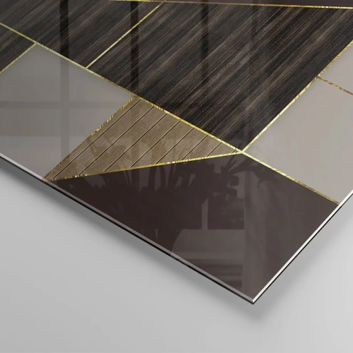 Glasbild - Bild auf glas - Ein Mosaik aus Braun und Gold - 120x50 cm