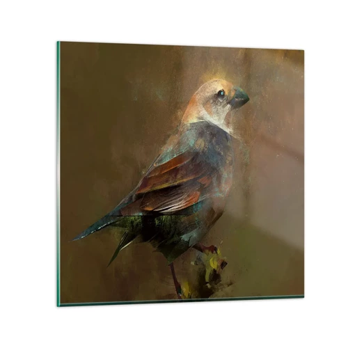 Glasbild - Bild auf glas - Ein Spatz, ein kleines Vögelchen - 70x70 cm