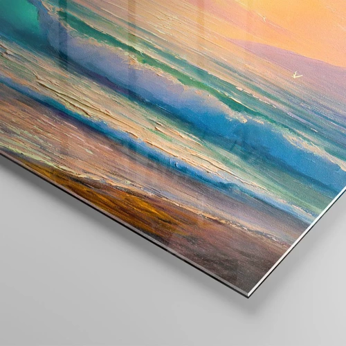 Glasbild - Bild auf glas - Ein türkisfarbenes Lied der Wellen - 120x50 cm