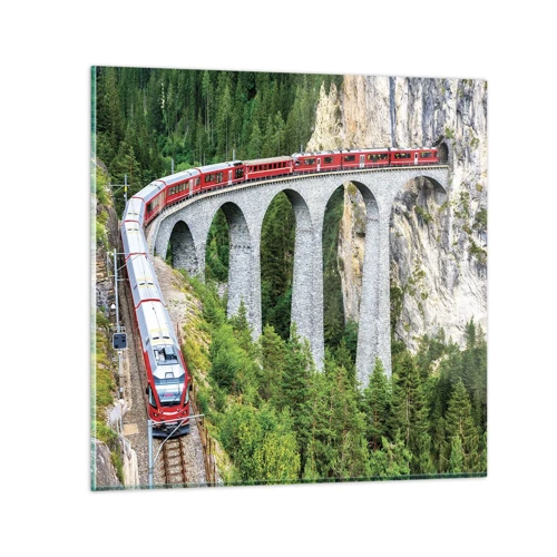 Glasbild - Bild auf glas - Eisenbahn für Bergblick - 50x50 cm