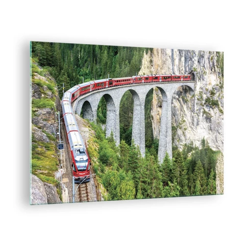 Glasbild - Bild auf glas - Eisenbahn für Bergblick - 70x50 cm