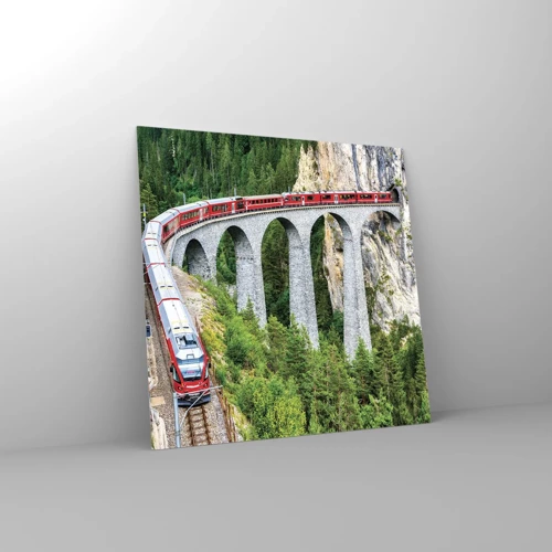 Glasbild - Bild auf glas - Eisenbahn für Bergblick - 70x70 cm
