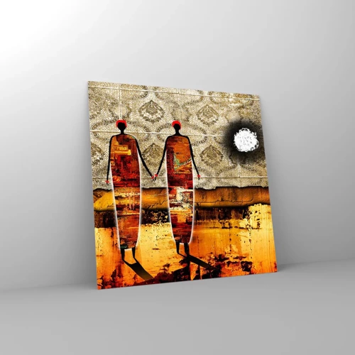 Glasbild - Bild auf glas - Ethnische Zusammensetzung in den Farben Afrikas - 50x50 cm