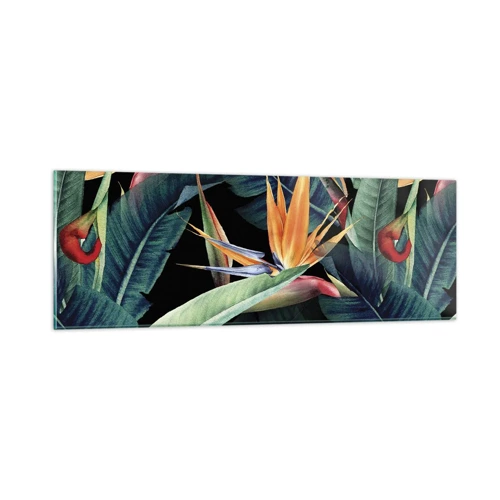 Glasbild - Bild auf glas - Flammende Blumen der Tropen - 90x30 cm