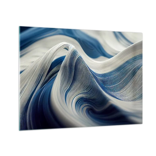 Glasbild - Bild auf glas - Fließfähigkeit von Blau und Weiß - 70x50 cm