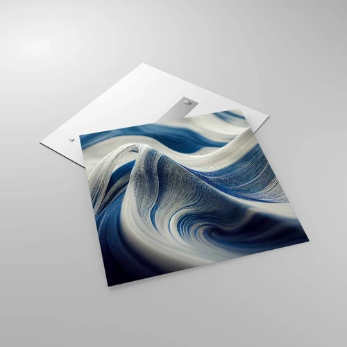Glasbild - Bild auf glas - Fließfähigkeit von Blau und Weiß - 70x70 cm