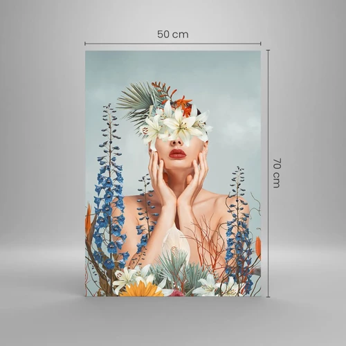 Glasbild - Bild auf glas - Frau - Blume - 50x70 cm