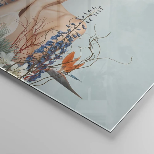 Glasbild - Bild auf glas - Frau - Blume - 80x120 cm