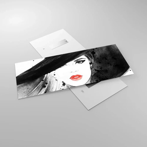 Glasbild - Bild auf glas - Frau in schwarz - 120x50 cm