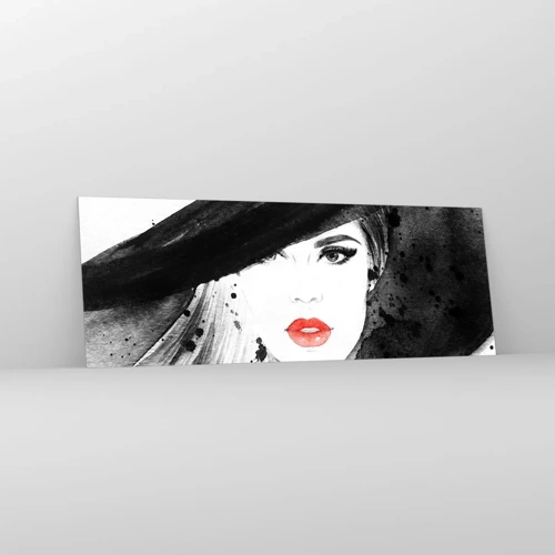 Glasbild - Bild auf glas - Frau in schwarz - 140x50 cm