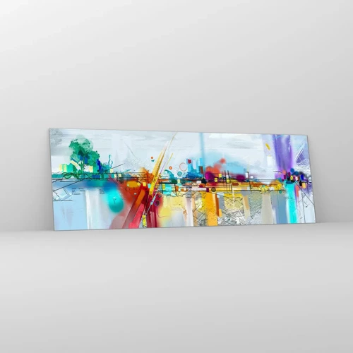 Glasbild - Bild auf glas - Freudenbrücke über den Fluss des Lebens - 90x30 cm