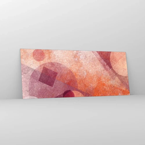 Glasbild - Bild auf glas - Geometrische Transformationen in Pink - 100x40 cm
