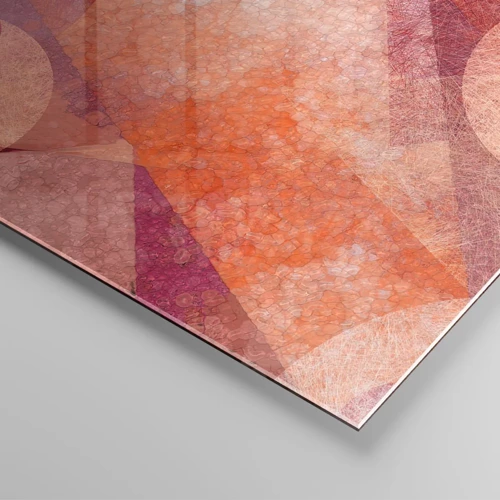 Glasbild - Bild auf glas - Geometrische Transformationen in Pink - 140x50 cm