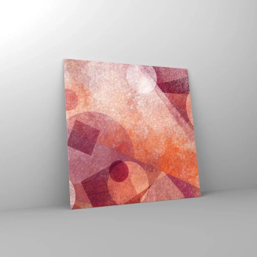 Glasbild - Bild auf glas - Geometrische Transformationen in Pink - 50x50 cm