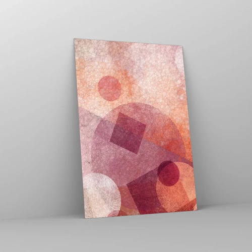 Glasbild - Bild auf glas - Geometrische Transformationen in Pink - 70x100 cm