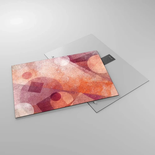 Glasbild - Bild auf glas - Geometrische Transformationen in Pink - 70x50 cm