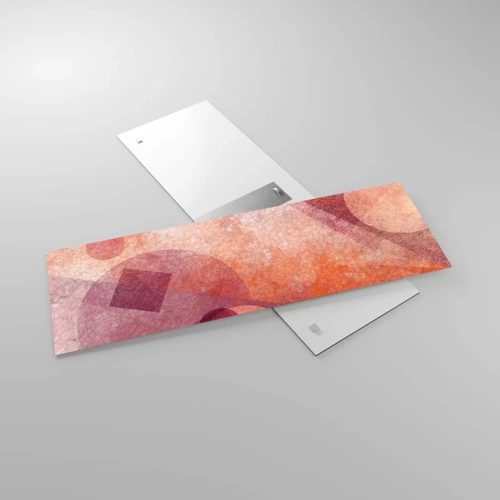 Glasbild - Bild auf glas - Geometrische Transformationen in Pink - 90x30 cm