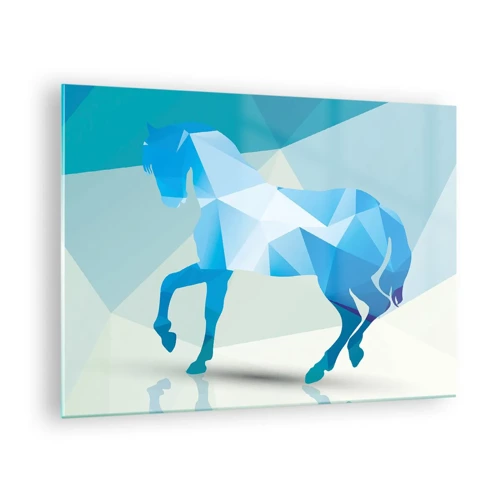 Glasbild - Bild auf glas - Geometrisches Pferd in Türkis - 70x50 cm