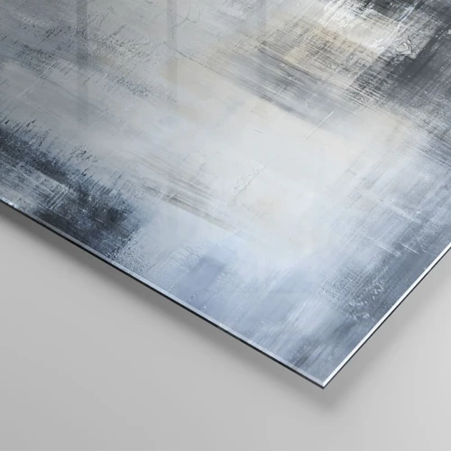 Glasbild - Bild auf glas - Hinter dem blauen Vorhang - 40x40 cm