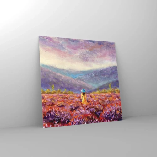 Glasbild - Bild auf glas - In einer Lavendelwelt - 60x60 cm