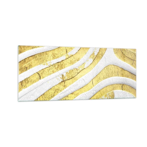 Glasbild - Bild auf glas - Komposition in Weiß und Gold - 100x40 cm