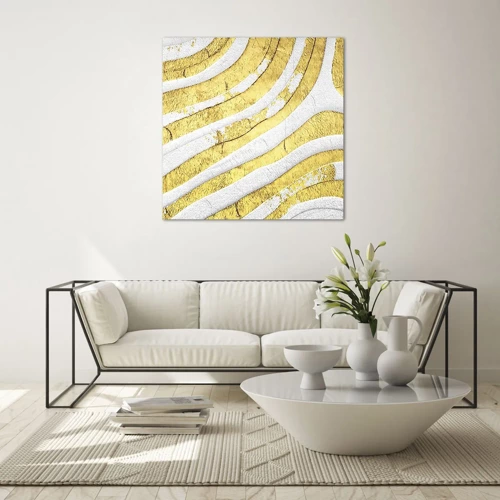 Glasbild - Bild auf glas - Komposition in Weiß und Gold - 50x50 cm