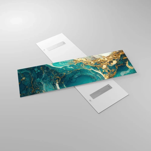 Glasbild - Bild auf glas - Komposition mit Goldadern - 160x50 cm