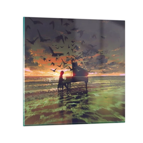 Glasbild - Bild auf glas - Konzert für Klavier und Wellen - 50x50 cm