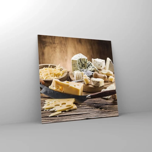 Glasbild - Bild auf glas - Lächeln Sie den Käse an - 50x50 cm