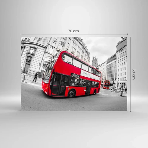 Glasbild - Bild auf glas - London traditionell - mit dem Bus - 70x50 cm