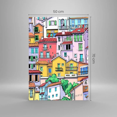 Glasbild - Bild auf glas - Lustige Stadt - 50x70 cm