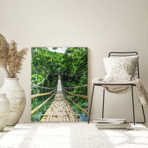 Glasbild - Bild auf glas - Monkey Bridge über das Grün - 80x120 cm