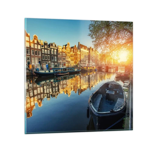 Glasbild - Bild auf glas - Morgen in Amsterdam - 70x70 cm