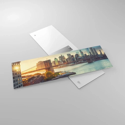 Glasbild - Bild auf glas - Morgendämmerung der Großstadt - 90x30 cm