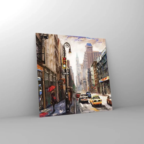 Glasbild - Bild auf glas - New York - auch im Regen bunt - 30x30 cm
