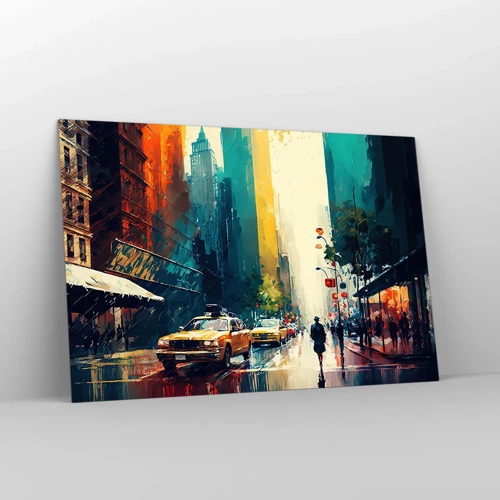 Glasbild - Bild auf glas - New York – selbst der Regen ist hier bunt - 120x80 cm